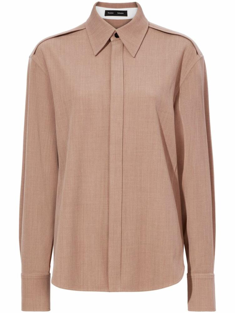 Proenza Schouler Maya virgin wool-blend shirt - Neutrals Cover