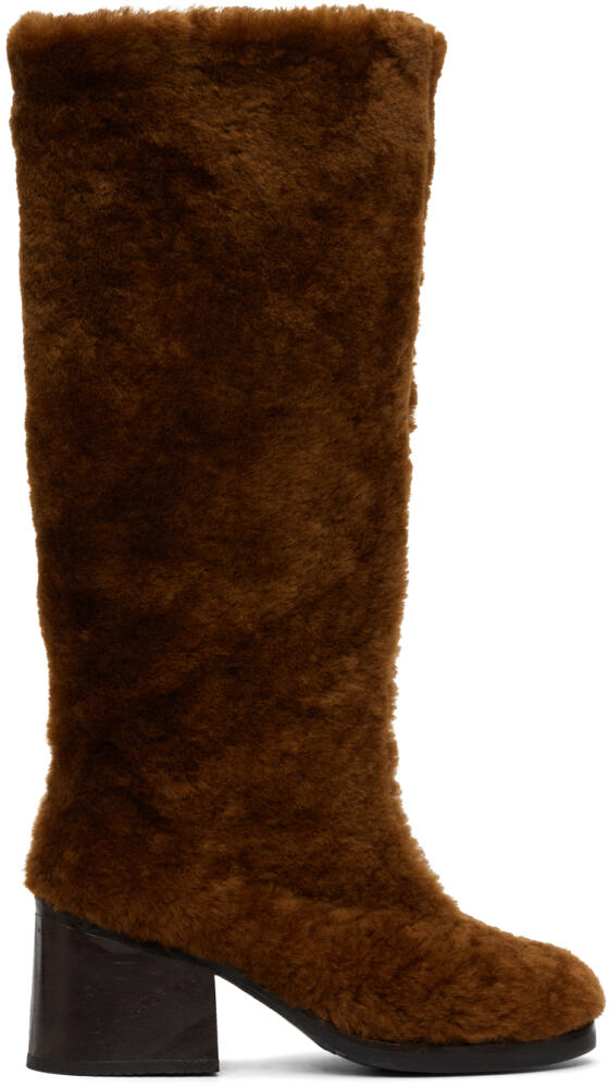 Tach SSENSE Exclusive Brown Sherpa Boots Cover