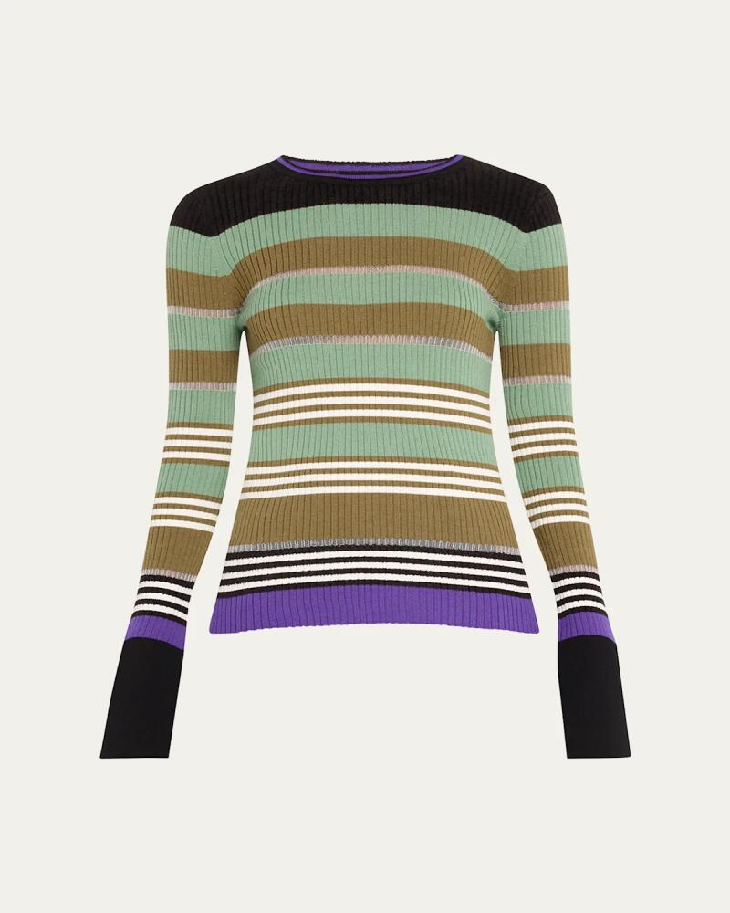 ZANKOV Yvonne Stripe Ribbed Wool Sweater Cover