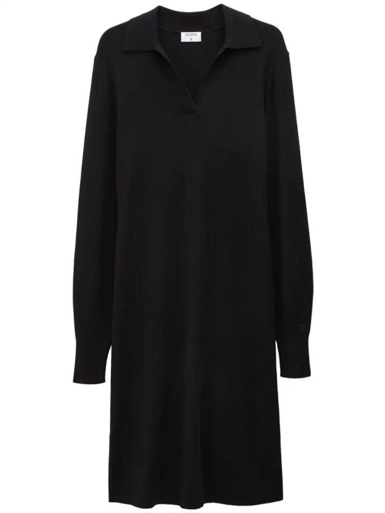 Filippa K logo-embroidered knitted polo dress - Black Cover