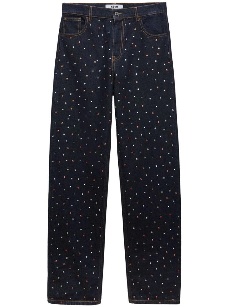 MSGM stud-embellished cotton jeans - Blue Cover