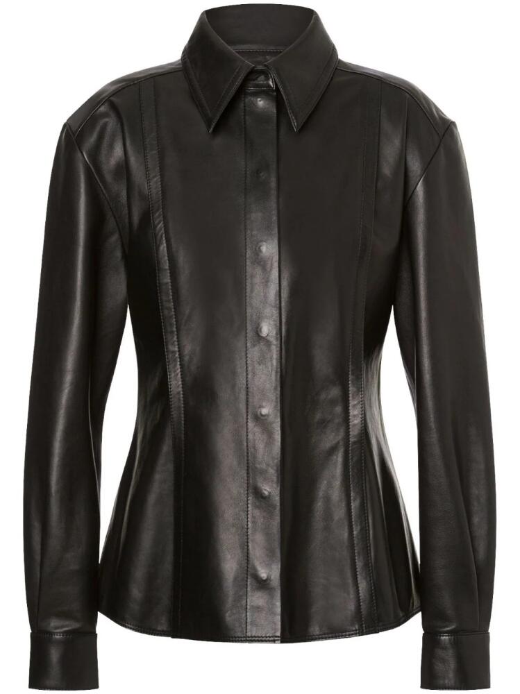 Alberta Ferretti pointed-collar leather shirt jacket - Black Cover