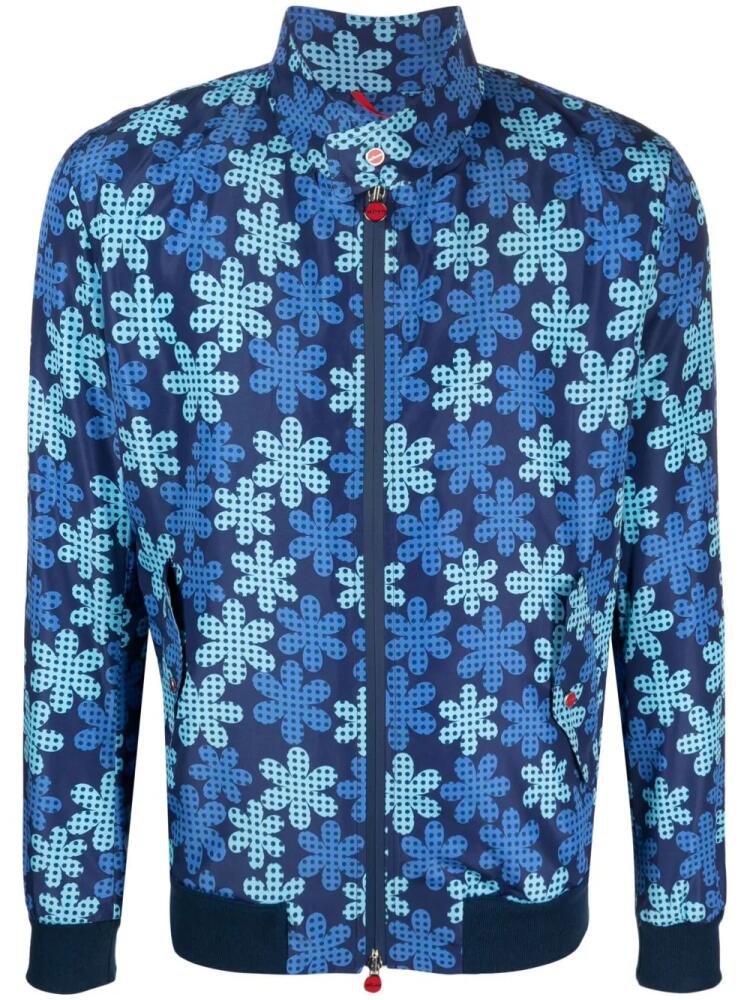 Kiton graphic-print bomber jacket - Blue Cover