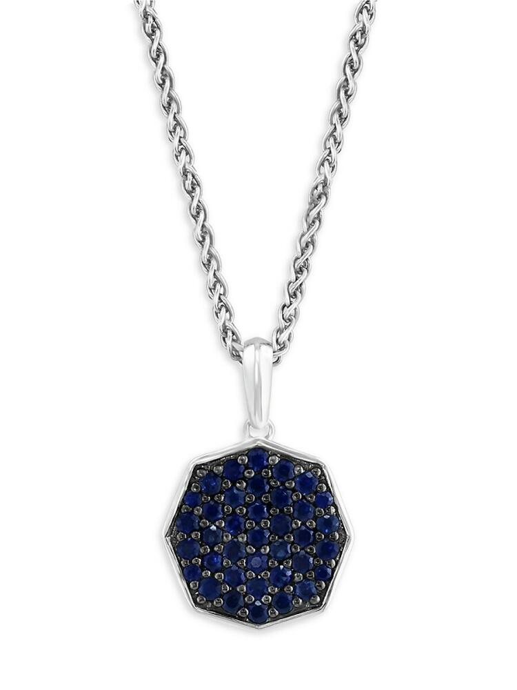 Effy Men's Sterling Silver & Sapphire Pave Pendant Necklace Cover