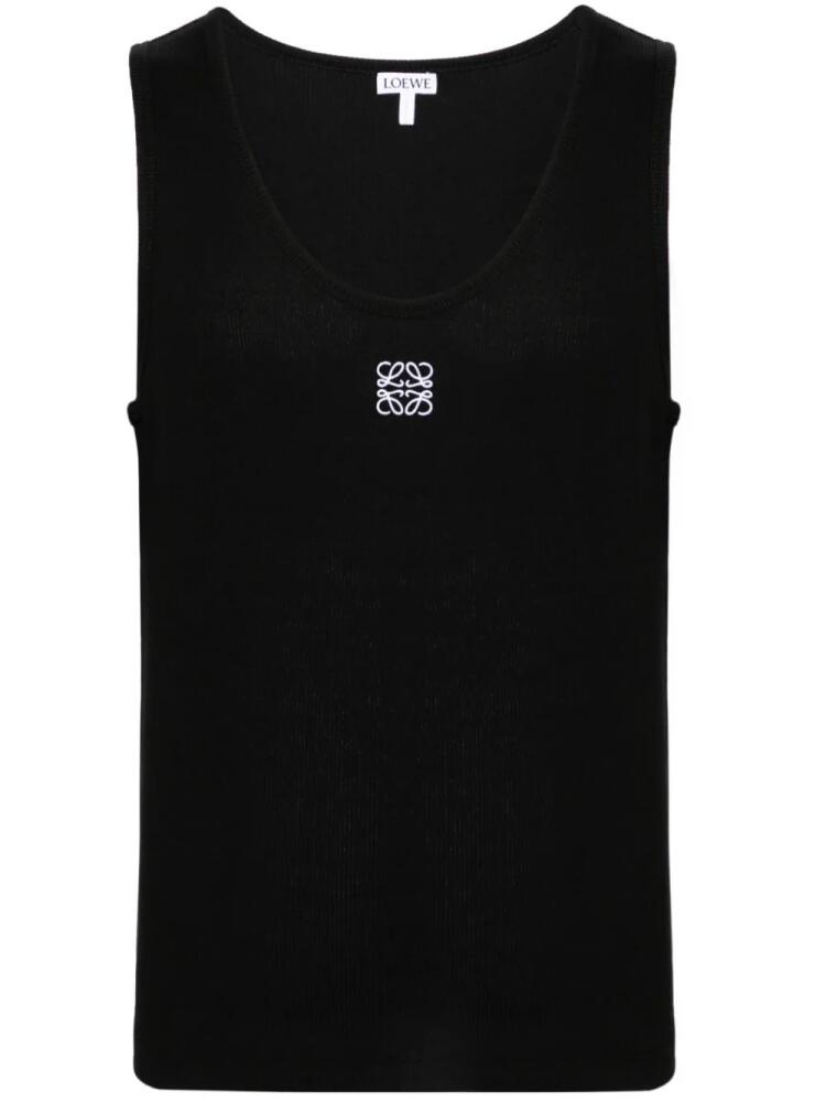 LOEWE Anagram-embroidered ribbed cotton tank top - Black Cover