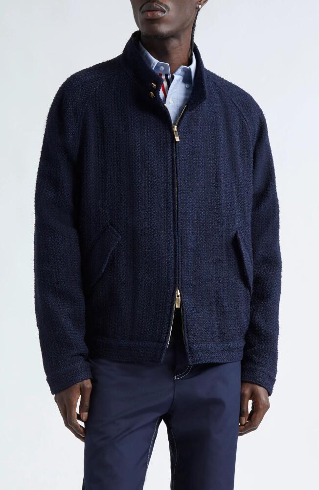 Thom Browne Raglan Sleeve Tweed Jacket in Navy Cover