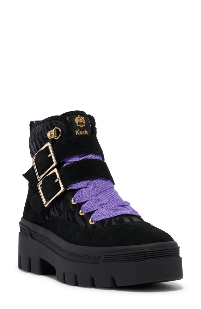 Keds® x Monster High Soho Combat Boot in Black Leather Cover