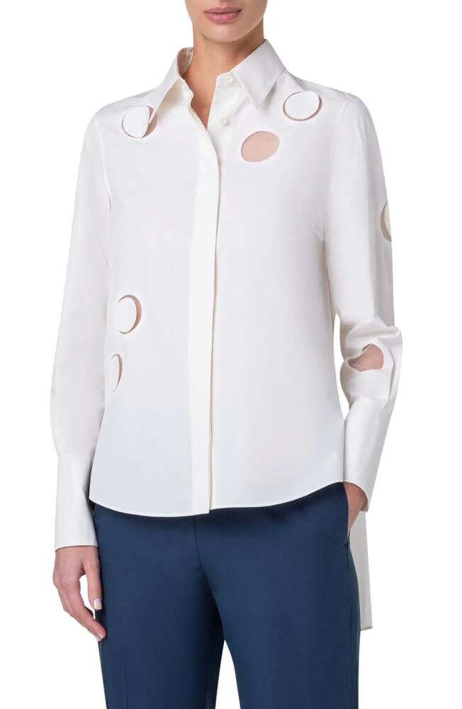 Akris punto Dot Cutout Poplin Trapeze Shirt in Cream Cover