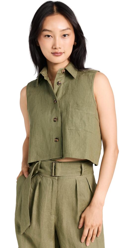 HEVRON Katja Linen Top Olive Cover