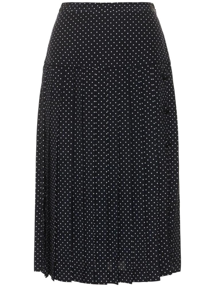 ALESSANDRA RICH Polka Dot Silk Pleated Midi Skirt Cover