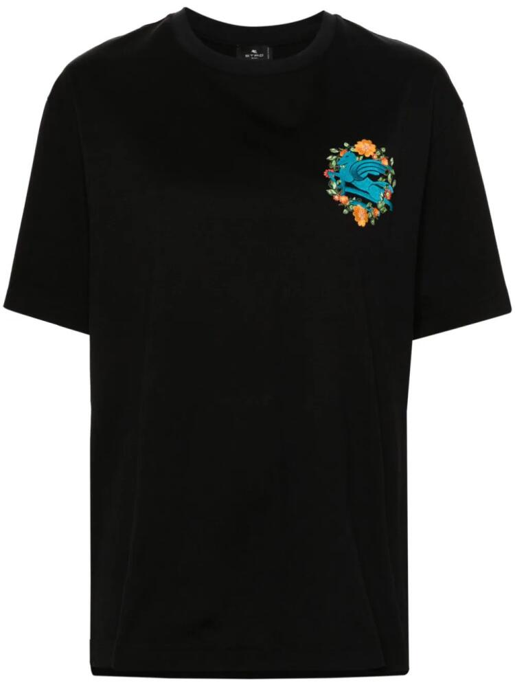 ETRO logo-embroidered cotton T-shirt - Black Cover