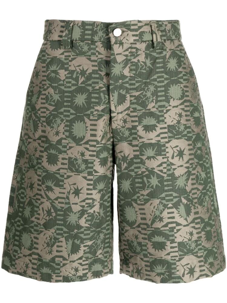 Jacquemus abstract-embroidery bermuda shorts - Green Cover