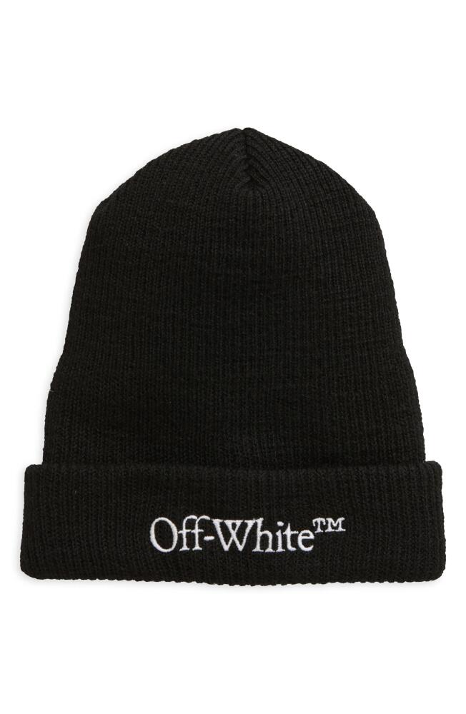 Off-White Wool Rib Beanie in Black White Cover