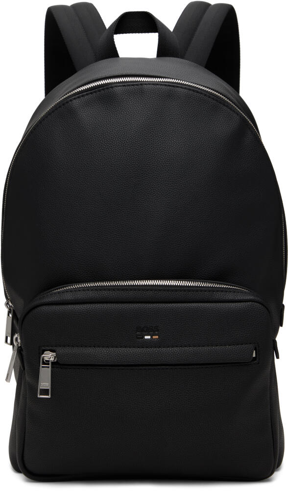 BOSS Black Grained Faux-Leather Backpack Cover