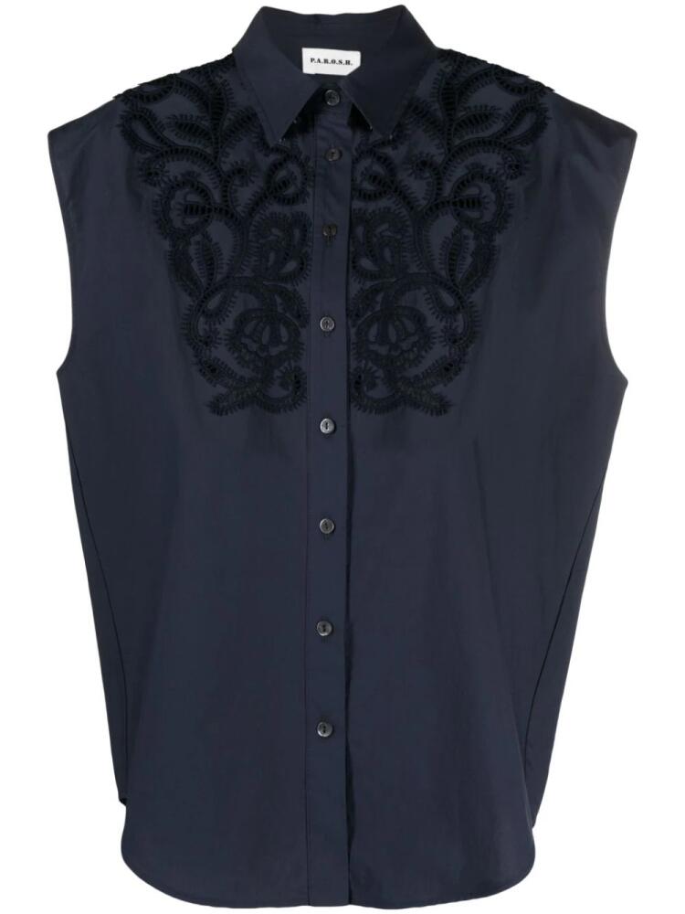 P.A.R.O.S.H. broderie anglaise sleeveless shirt - Blue Cover