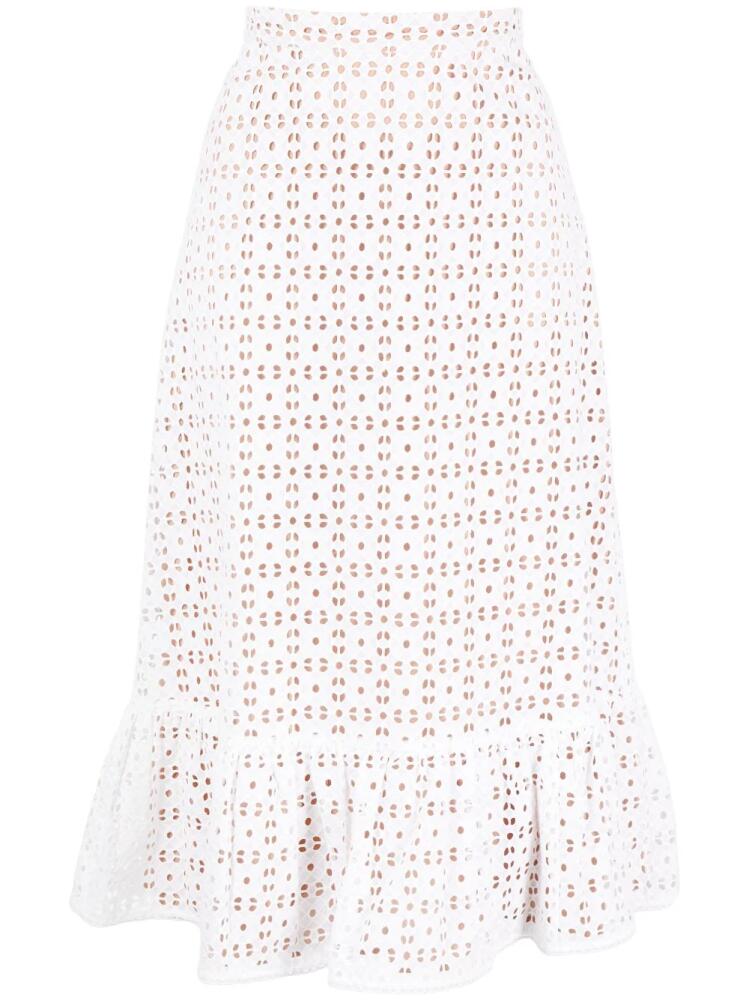 Michael Kors eyelet-detail cotton midi skirt - White Cover