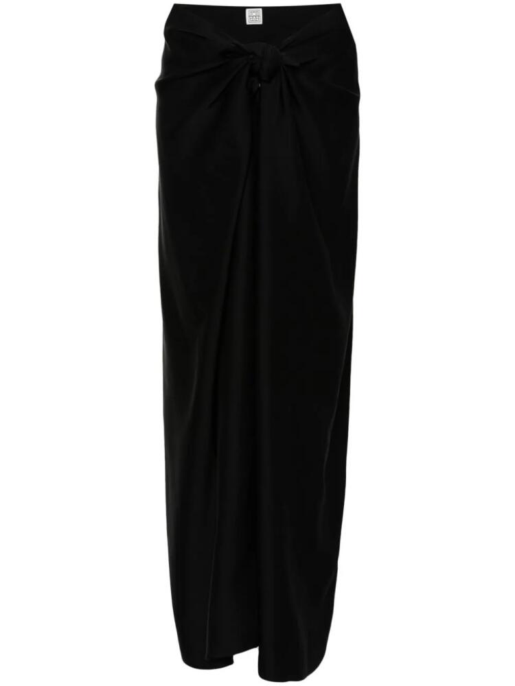 TOTEME knot-detail satin midi skirt - Black Cover