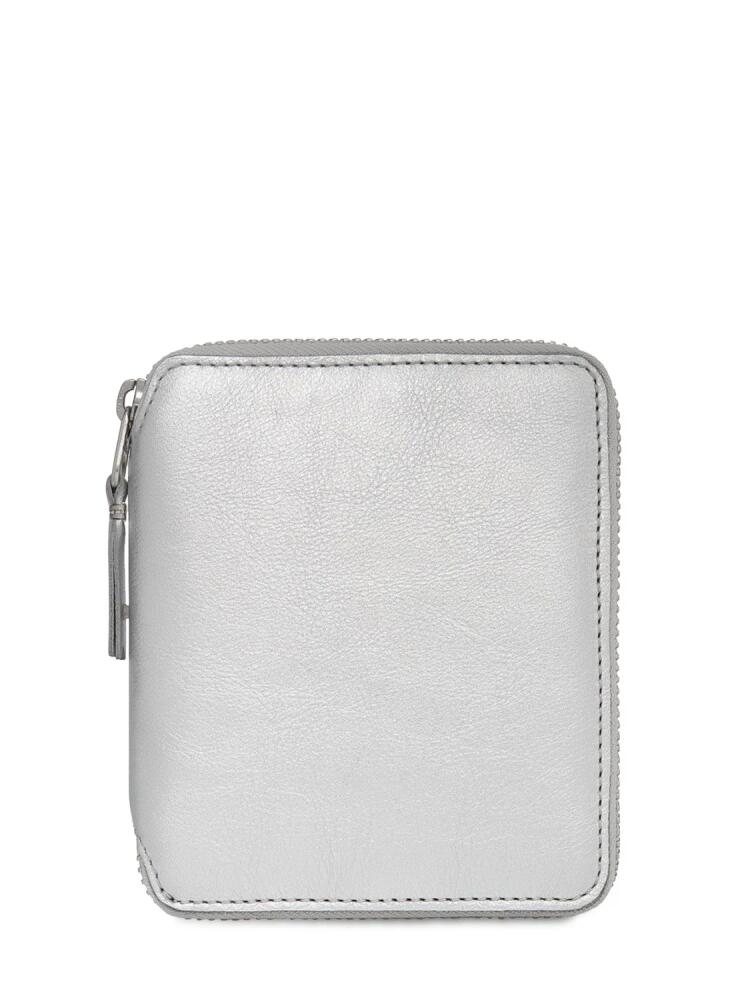 COMME DES GARÇONS WALLET Silver Leather Zip-around Wallet Cover