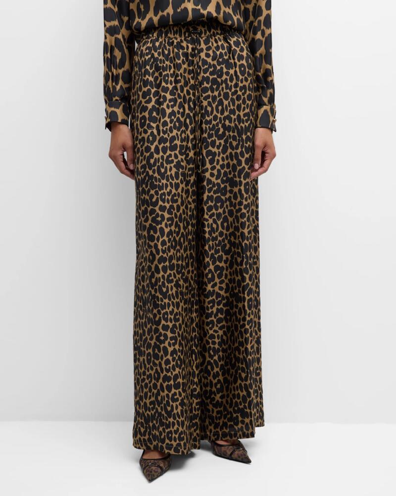 Max Mara Ghinea Wide-Leg Leopard Print Trousers Cover