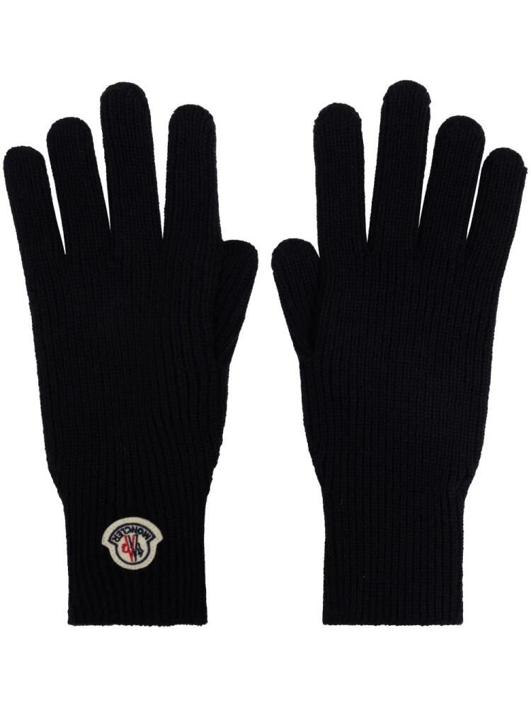 Moncler logo-patch gloves - Blue Cover