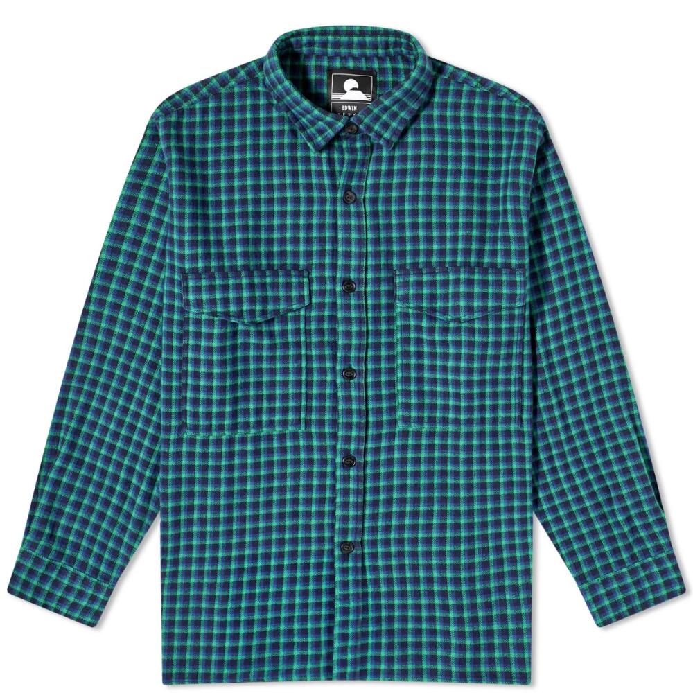 Edwin Men's Big Overshirt in Navy/Green Cover