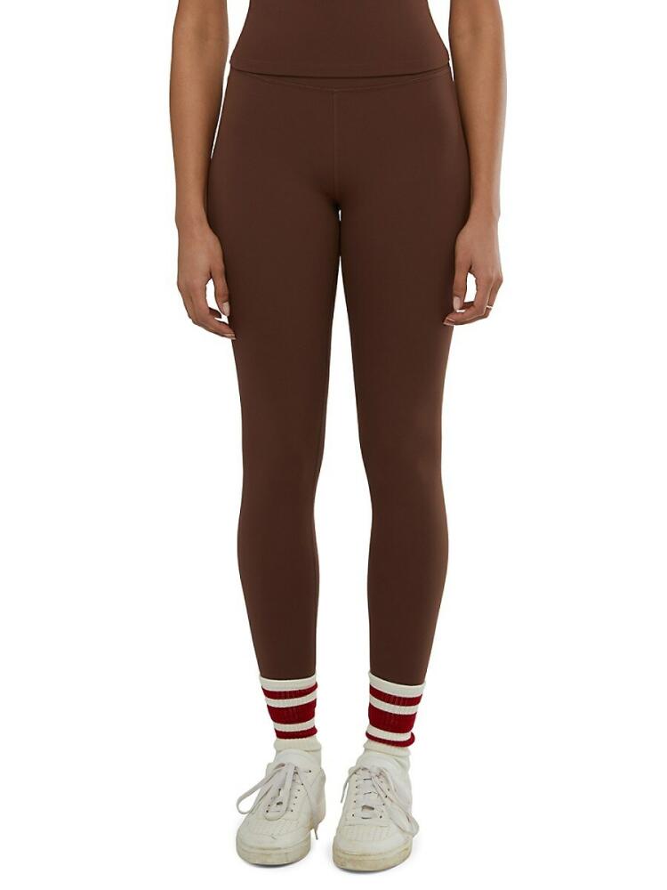 WeWoreWhat Women's Banded Waist High Rise Leggings - Chocolate Cover