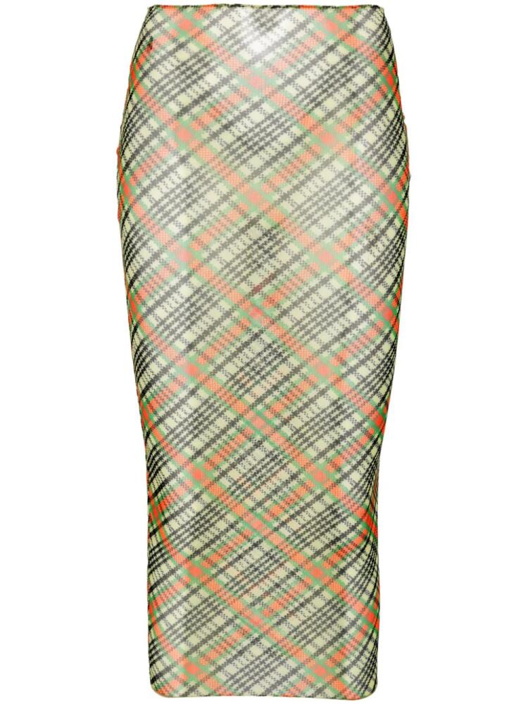 Philosophy Di Lorenzo Serafini plaid mesh midi skirt - Green Cover