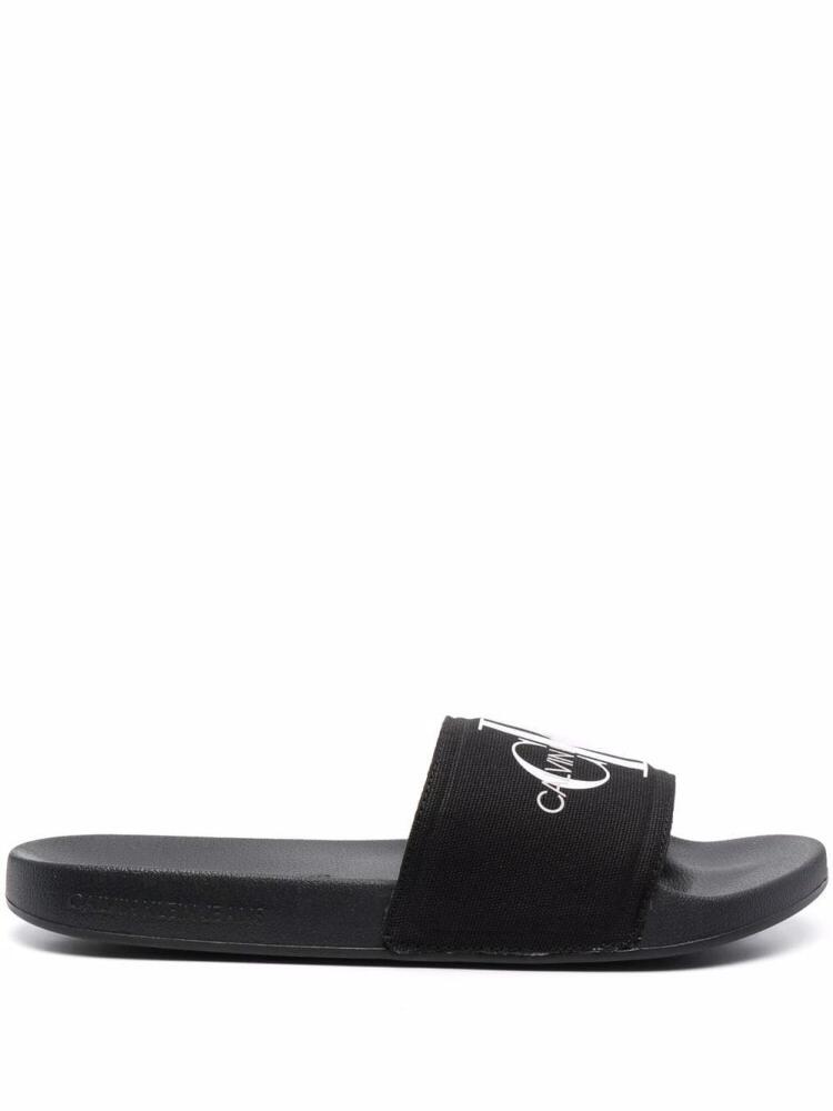 Calvin Klein monogram-print slides - Black Cover