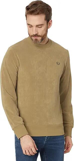 Fred Perry Towelling Crew Neck Sweatshirt (Warm Stone) Men's Sweatshirt Cover