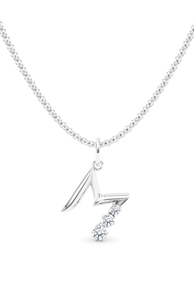 HauteCarat Graduated Lab Created Diamond Initial Letter Pendant Necklace in M - 18K White Gold Cover