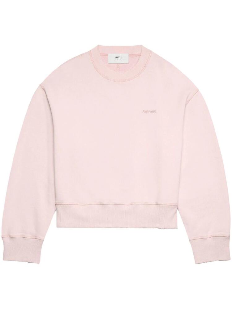 AMI Paris embroidered cotton sweatshirt - Pink Cover