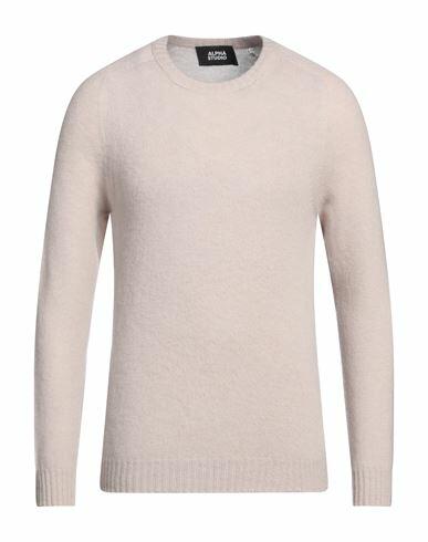 Alpha Studio Man Sweater Beige Geelong Wool Cover