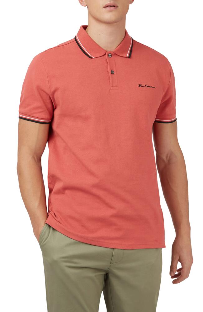 Ben Sherman Signature Tipped Organic Cotton Piqué Polo in Raspberry Cover