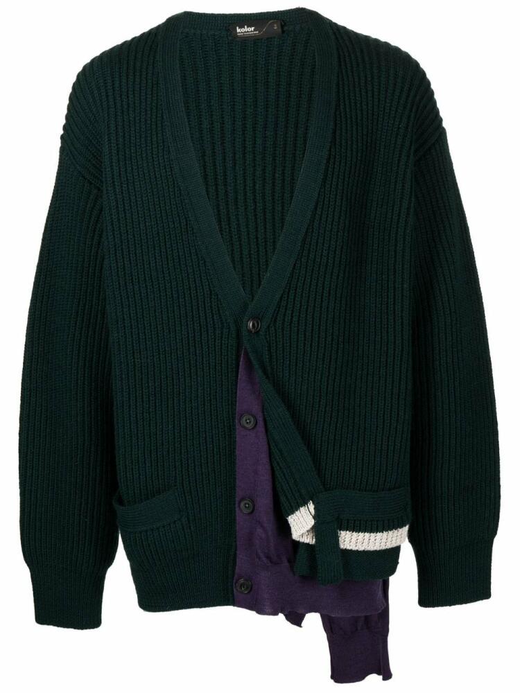 Kolor ribbed-knit wool cardigan - Green Cover