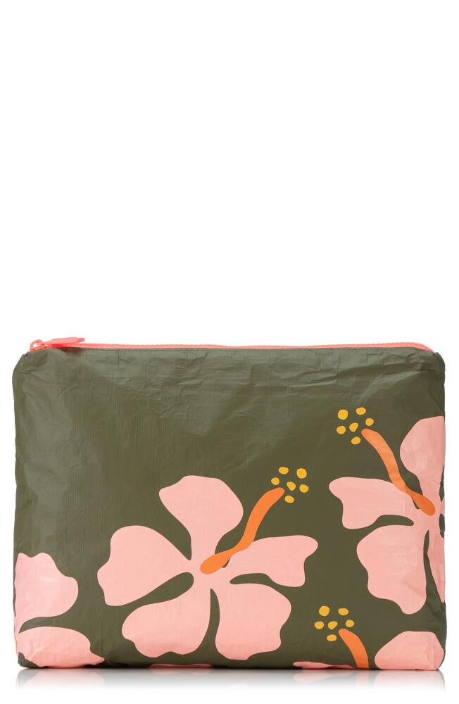 Aloha Collection Medium Water Resistant Tyvek® Zip Pouch in Bellini/Olive Cover