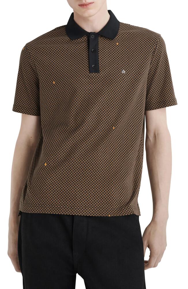 rag & bone Geometric Print Polo in Tan Multi Cover