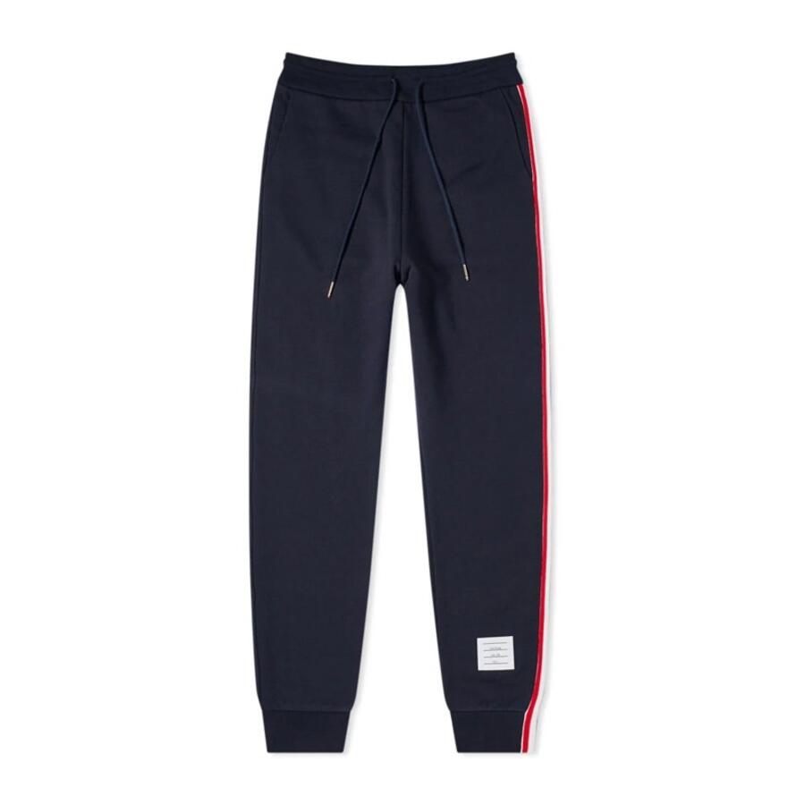 Thom Browne Mens Navy Classic Loopback Stripe Sweatpants Cover