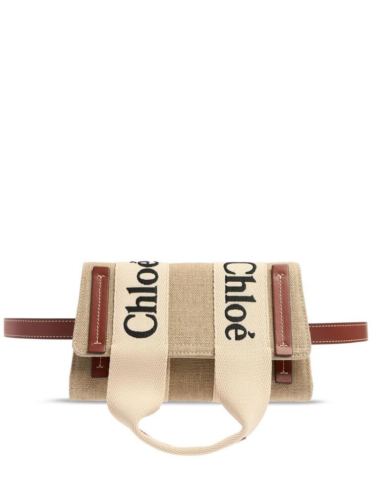 CHLOÉ Woody Linen & Leather Belt Bag Cover