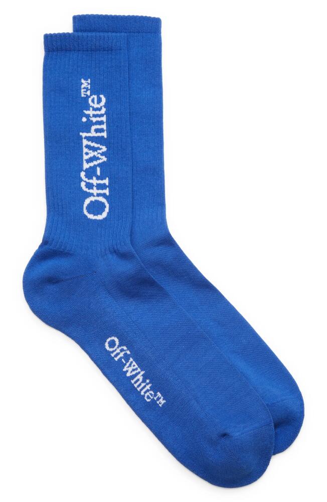 Off-White Bookish Logo Mid Calf Socks in Blue White Cover