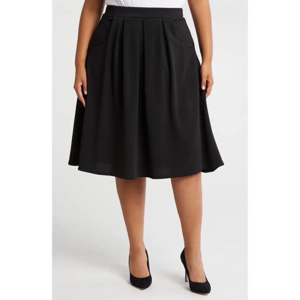 24seven Comfort Apparel Pleated Elastic Waist Skirt in Black Cover