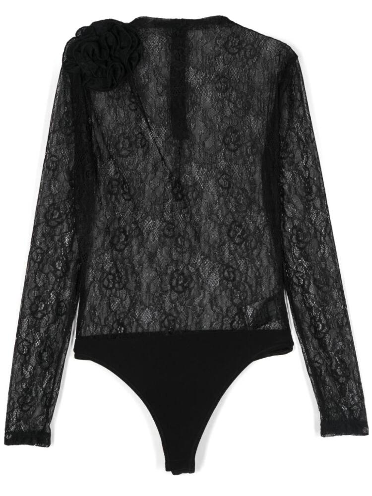 NISSA floral-appliqué bodysuit - Black Cover