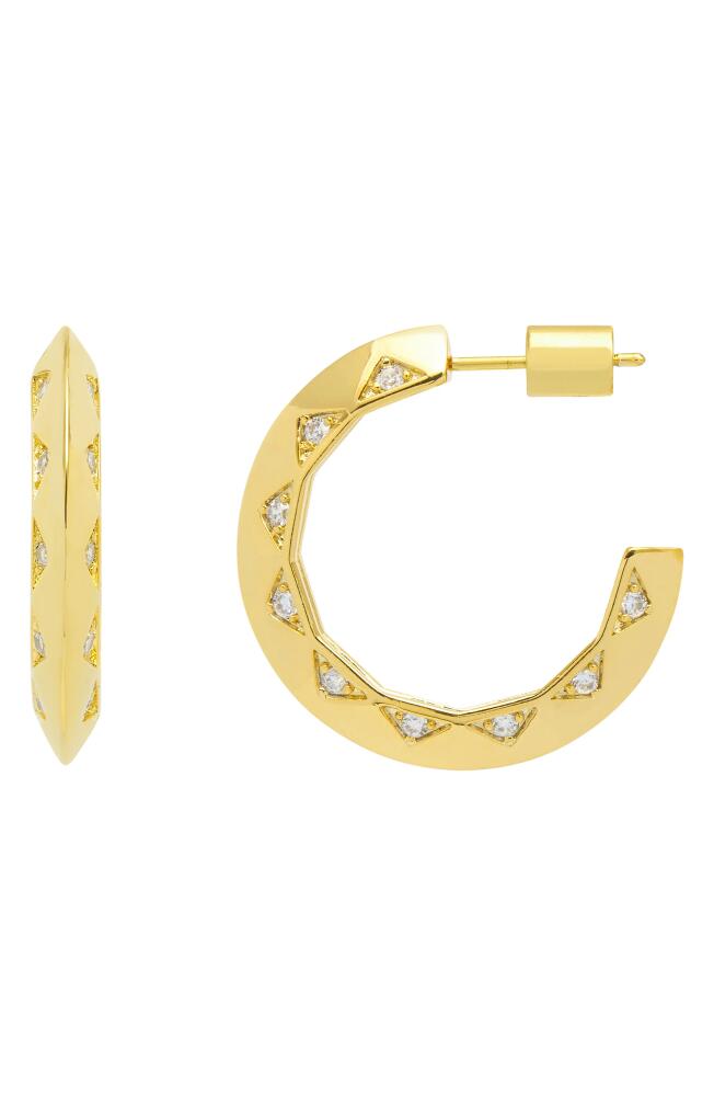 Estella Bartlett Quilted Cubic Zirconia Hoop Earrings in Gold Cover