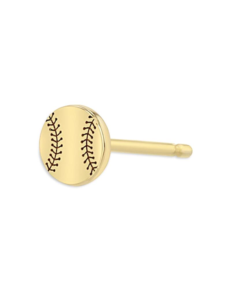 Zoe Chicco 14K Yellow Gold Itty Bitty Symbols Baseball Single Stud Earring Cover