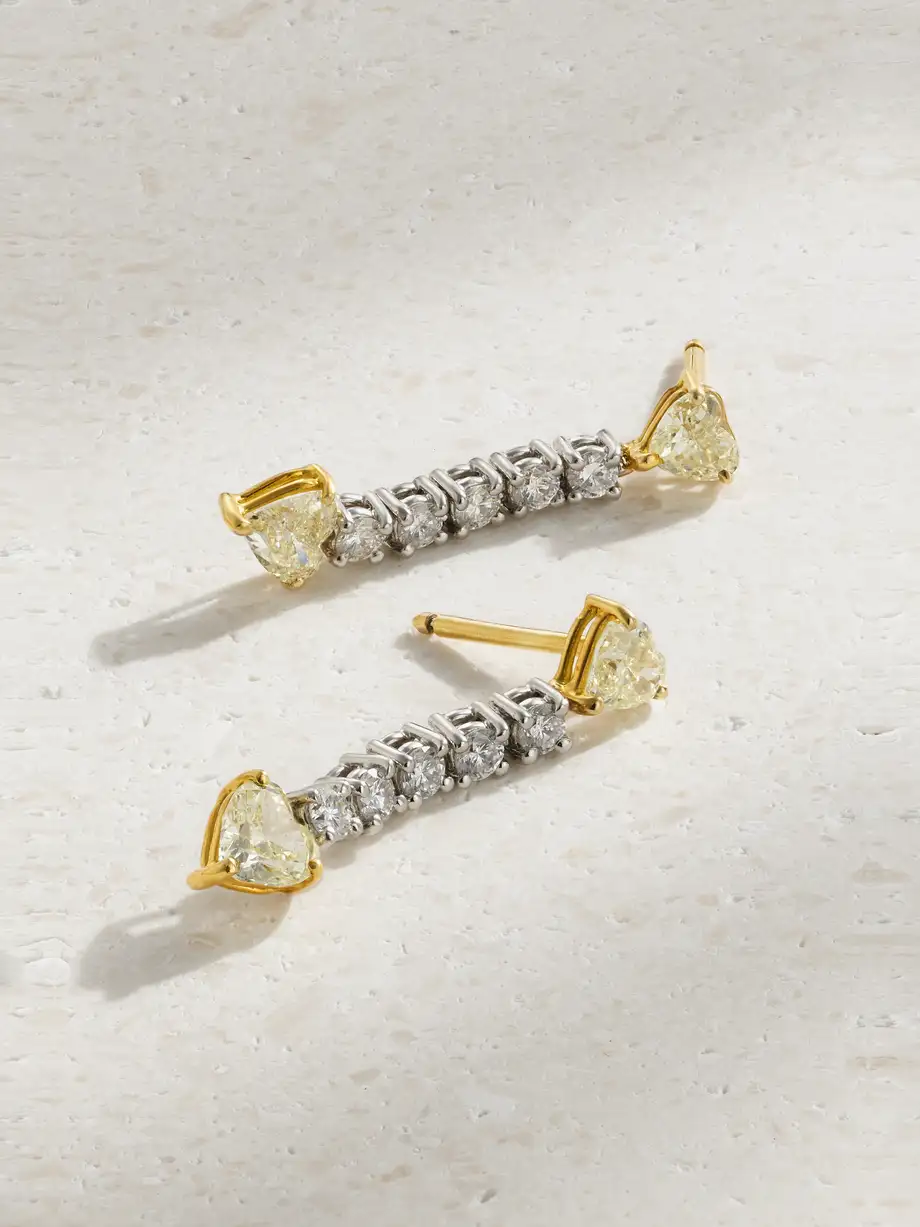 Bayco - Platinum, 18-karat Gold, Yellow And White Diamond Earrings - One size Cover