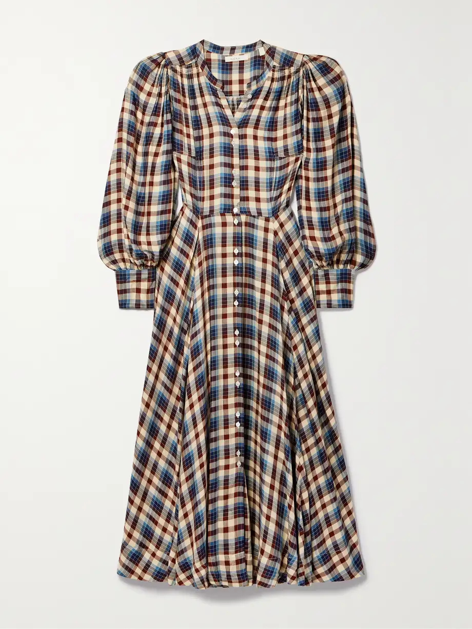 DÔEN - Harlow Checked Woven Midi Shirt Dress - Multi Cover