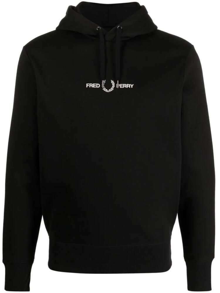 Fred Perry logo-embroidered jersey hoodie - Black Cover