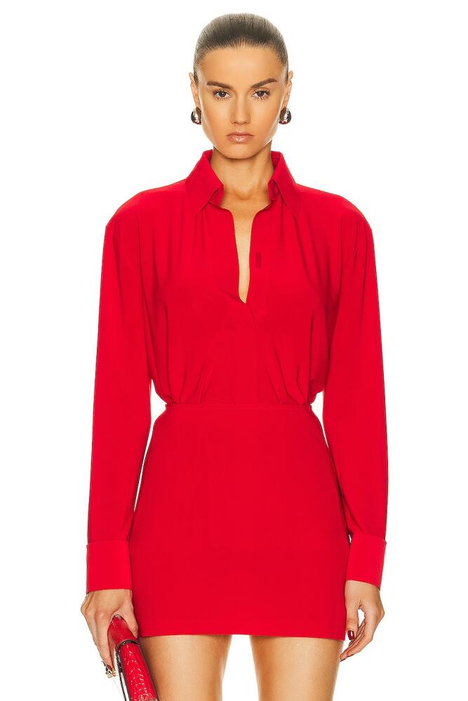 Norma Kamali Collar Stand Shirt in Red Cover