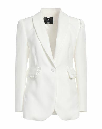 Cristinaeffe Woman Blazer White Polyester, Elastane Cover