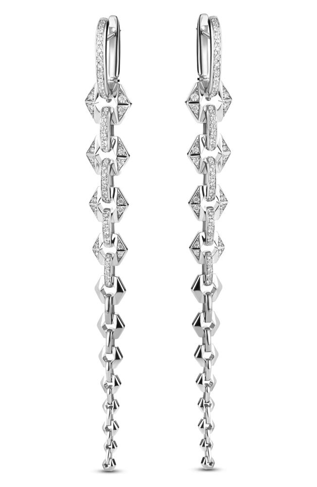 DRIES CRIEL Flow Graduated Diamond Chain Drop Earrings in White Gold Cover