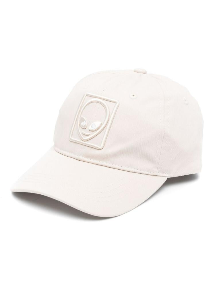 GCDS Wirdo embroidered cotton baseball cap - Neutrals Cover